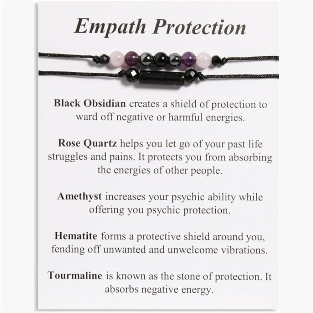 Nylon Cord Adjustable Protection Bracelet with Black Tourmaline Obsidian